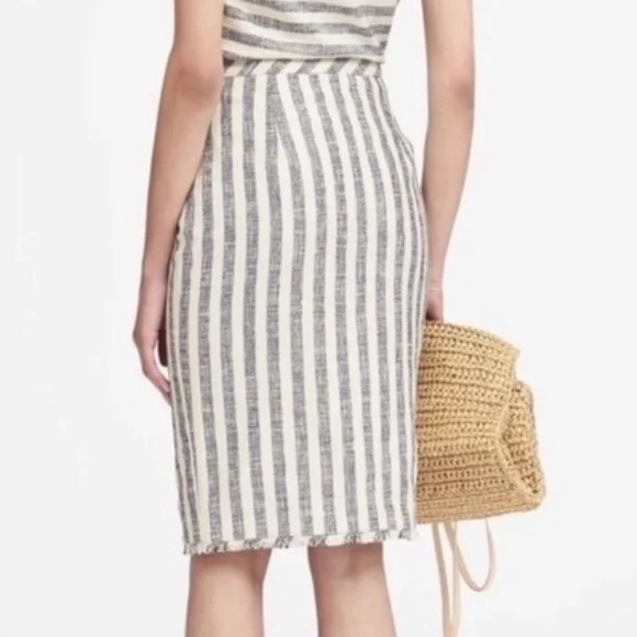 Banana Republic Striped Fringe Pencil Skirt Size 16 - Picture 3 of 6